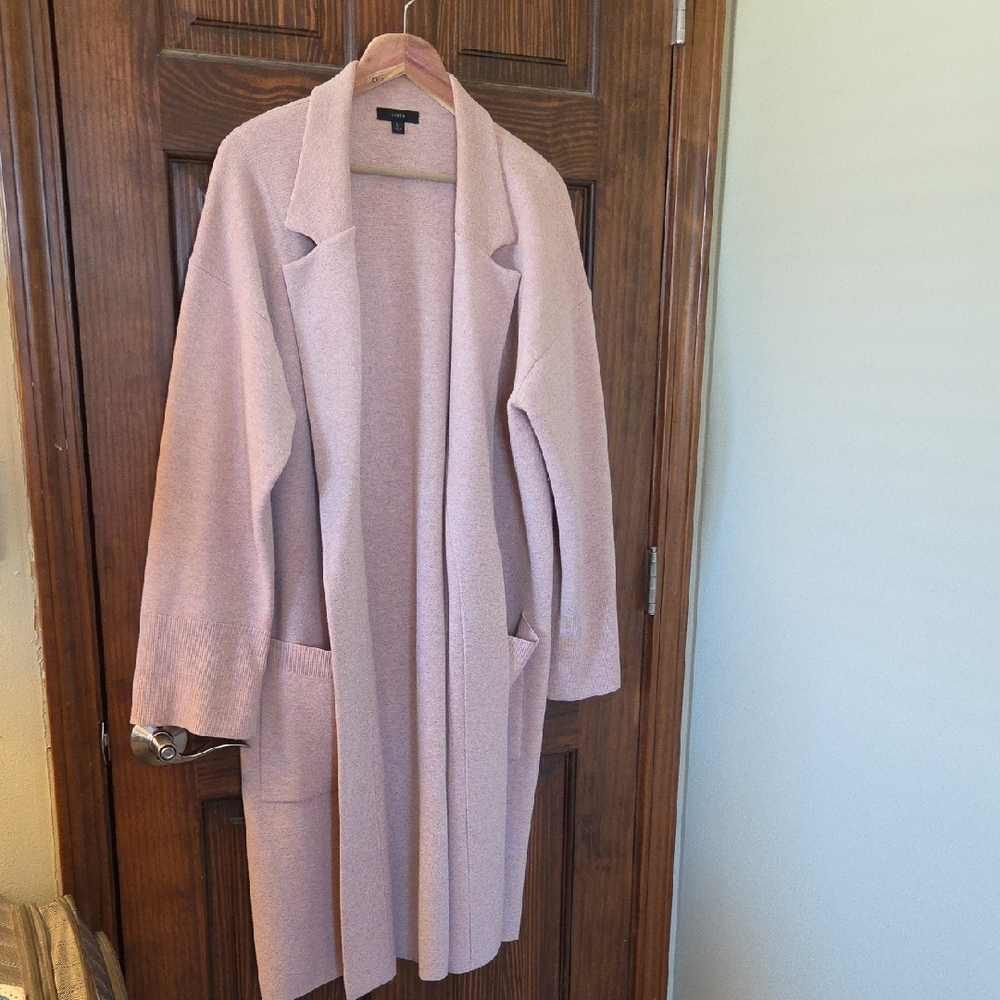 J. Crew Blush Pink Long Open-Front Cardigan